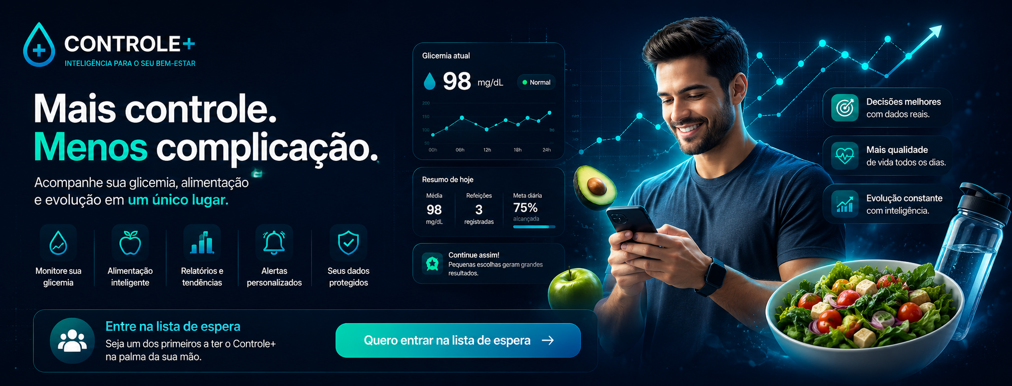 Campanha principal do CONTROLE+ com foco em mais controle e menos complicacao